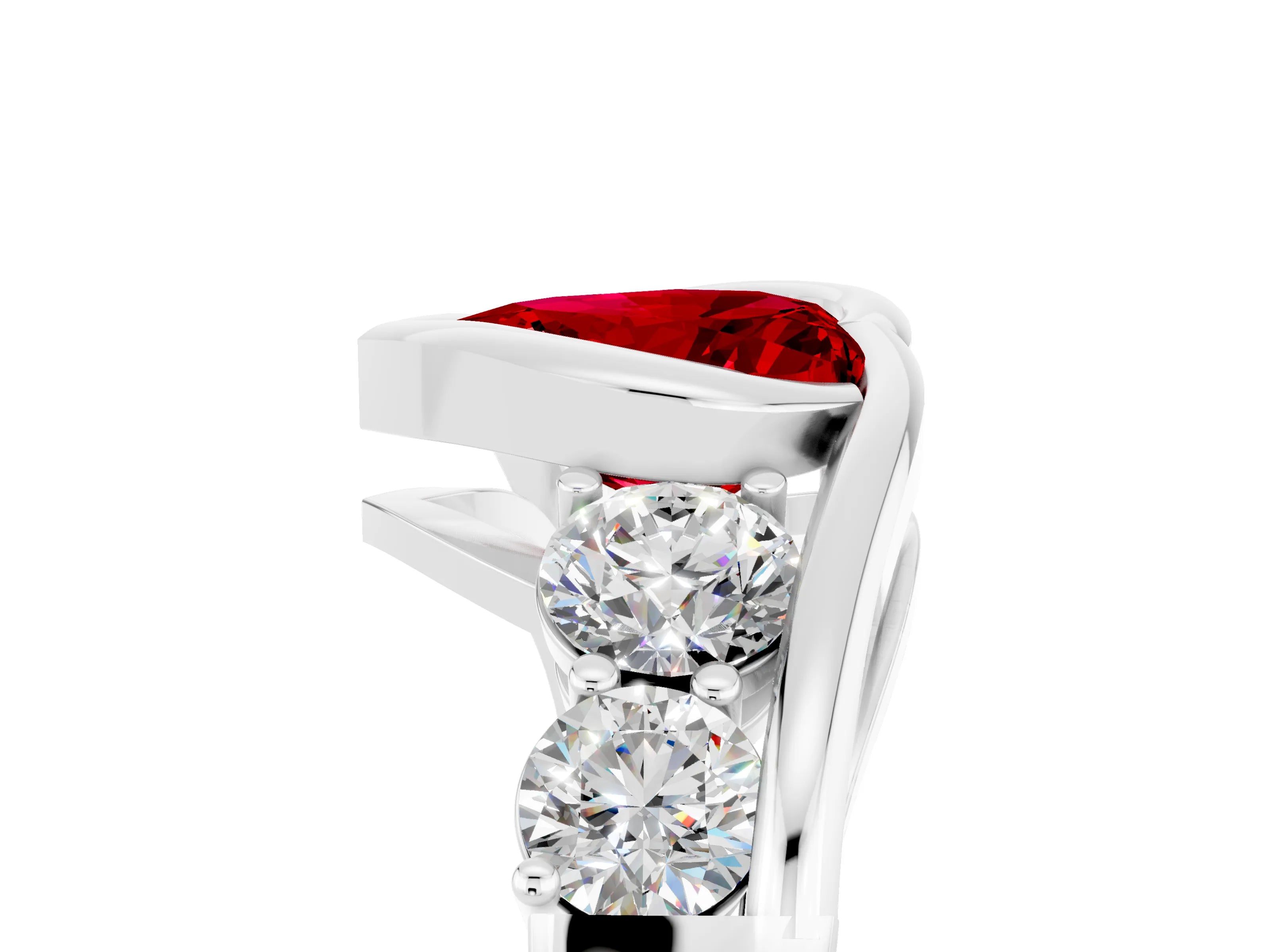 White gold Bezel Set Heart Cut Diamond Split Shank Ring_5