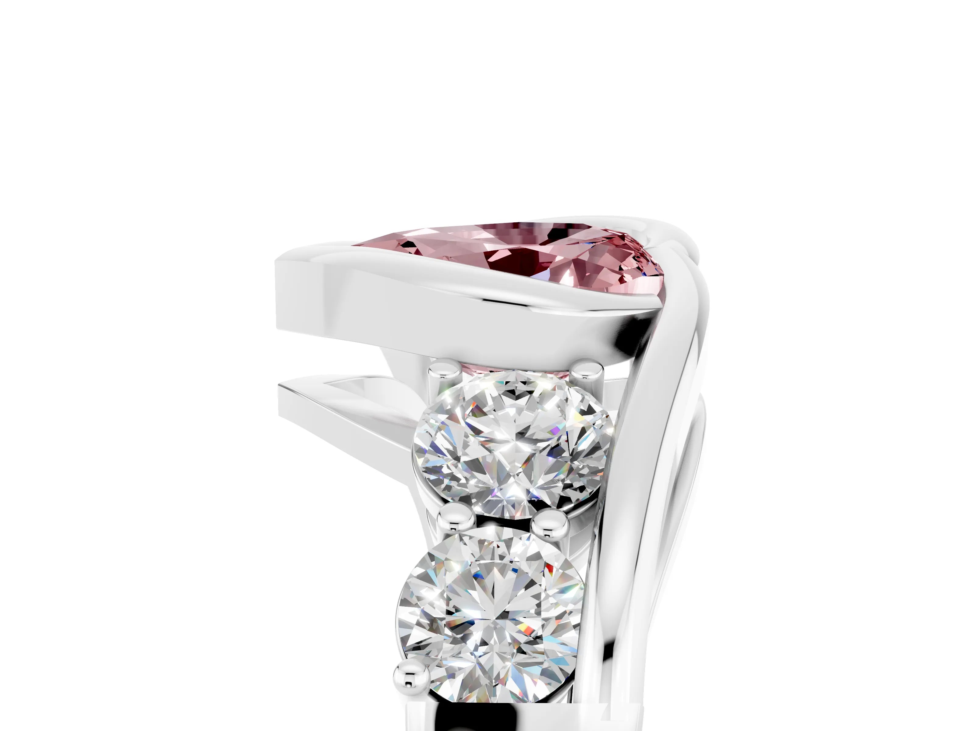 White gold Bezel Set Heart Cut Diamond Split Shank Ring_5