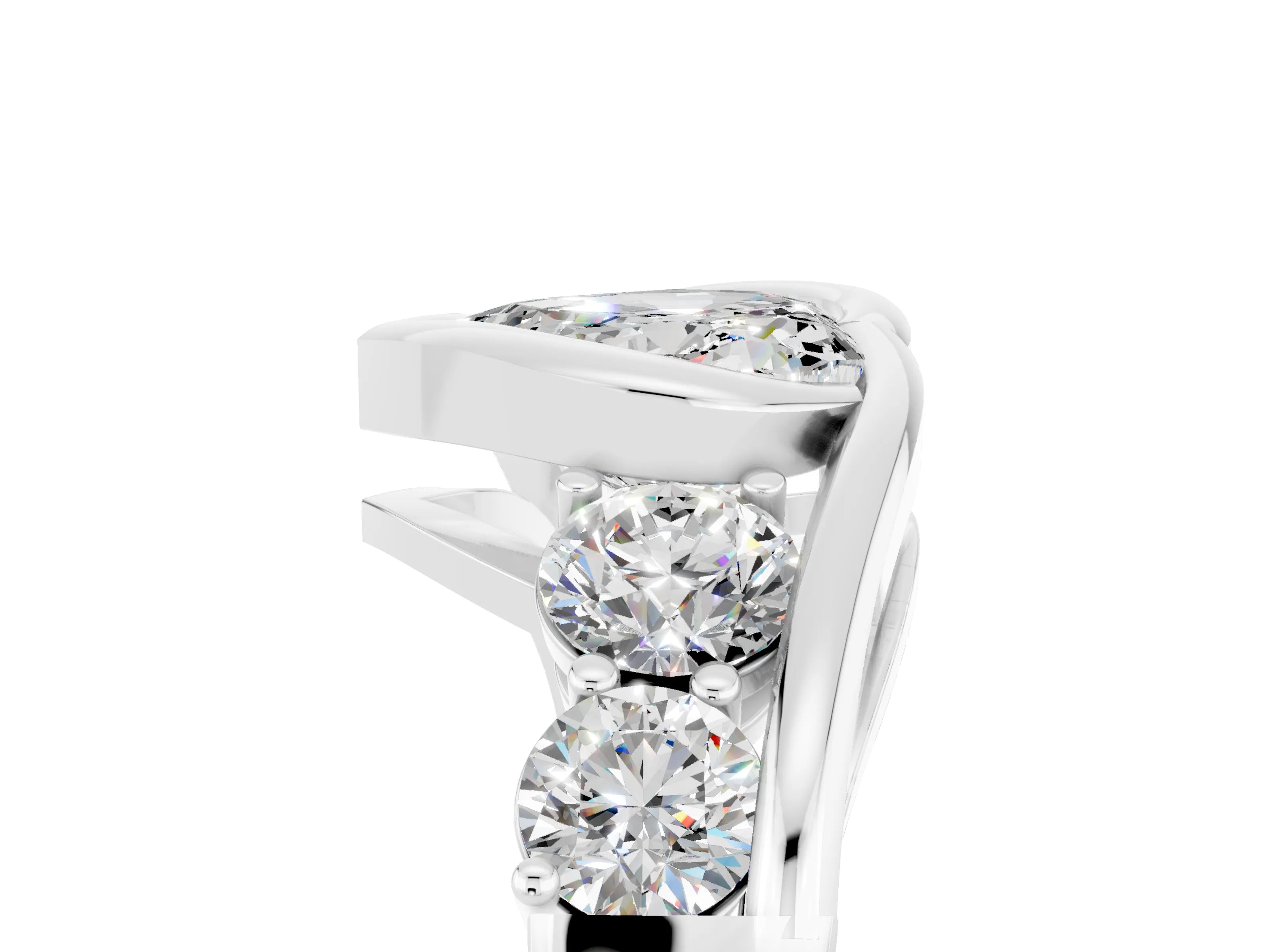 White gold Bezel Set Heart Cut Diamond Split Shank Ring_5
