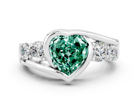 White gold Bezel Set Heart Cut Diamond Split Shank Ring