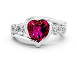 White gold Bezel Set Heart Cut Diamond Split Shank Ring