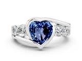 White gold Bezel Set Heart Cut Diamond Split Shank Ring