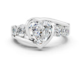 White gold Bezel Set Heart Cut Diamond Split Shank Ring