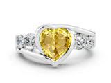 White gold Bezel Set Heart Cut Diamond Split Shank Ring