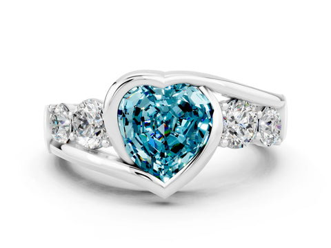 White gold Bezel Set Heart Cut Diamond Split Shank Ring