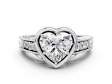 White gold Bezel Set Heart Diamond Milgrain Pave Engagement Ring_38