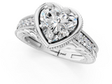 White gold Bezel Set Heart Diamond Milgrain Pave Engagement Ring_40