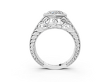 White gold Bezel Set Heart Diamond Milgrain Pave Engagement Ring_41