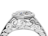 White gold Bezel Set Heart Diamond Milgrain Pave Engagement Ring_43
