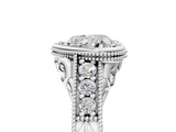 White gold Bezel Set Heart Diamond Milgrain Pave Engagement Ring_43