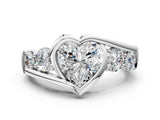 White gold Bezel Set Heart Diamond Split Shank Ring_3