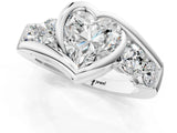 White gold Bezel Set Heart Diamond Split Shank Ring_4