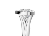 White gold Bezel Set Heart Solitaire Diamond Ring with Smooth Band