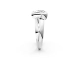 White gold Bezel Set Heart Solitaire Ring with Wide Band 3