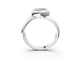 White gold Bezel Set Heart Solitaire Ring with Wide Band 4