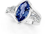 White gold Bezel Set Marquise Cut Diamond Split Shank Ring_1
