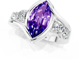 White gold Bezel Set Marquise Cut Diamond Split Shank Ring_1