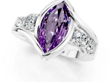 White gold Bezel Set Marquise Cut Diamond Split Shank Ring_1