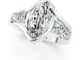White gold Bezel Set Marquise Cut Diamond Split Shank Ring_1