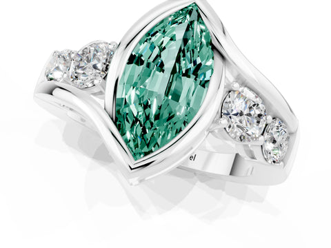 White gold Bezel Set Marquise Cut Diamond Split Shank Ring_1