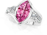 White gold Bezel Set Marquise Cut Diamond Split Shank Ring_1