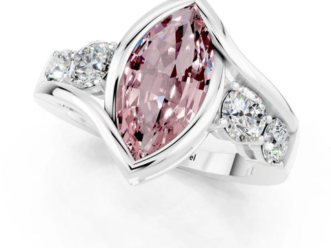 White gold Bezel Set Marquise Cut Diamond Split Shank Ring_1