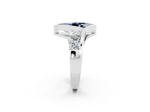 White gold Bezel Set Marquise Cut Diamond Split Shank Ring_2
