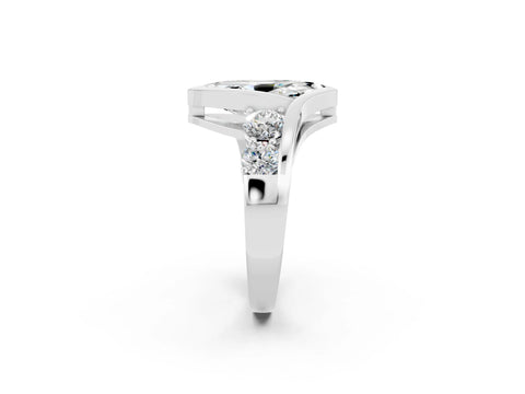 White gold Bezel Set Marquise Cut Diamond Split Shank Ring_2