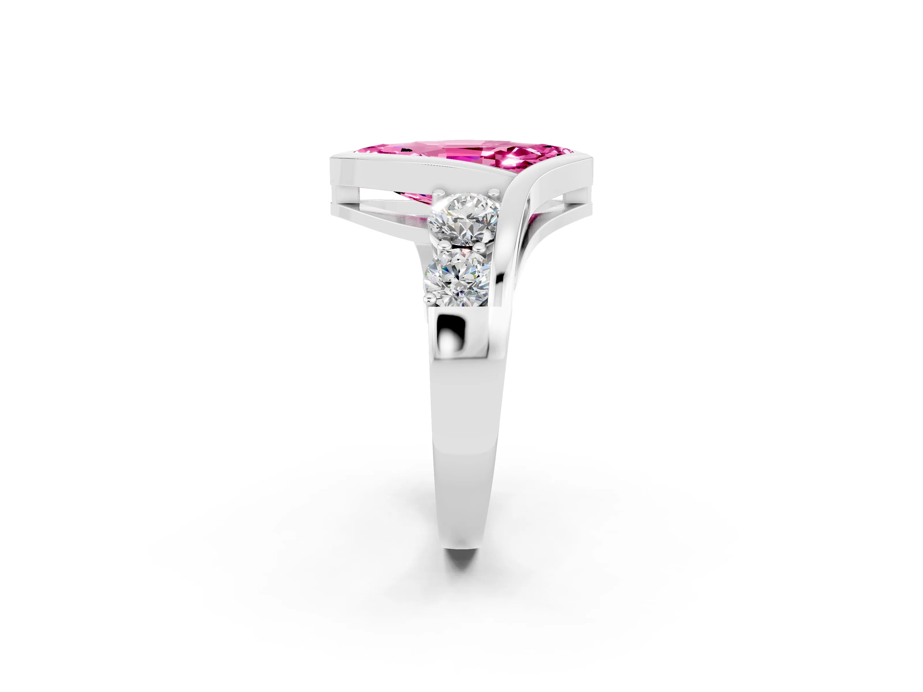 White gold Bezel Set Marquise Cut Diamond Split Shank Ring_2