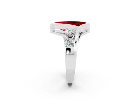 White gold Bezel Set Marquise Cut Diamond Split Shank Ring_2