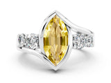 White gold Bezel Set Marquise Cut Diamond Split Shank Ring