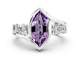 White gold Bezel Set Marquise Cut Diamond Split Shank Ring