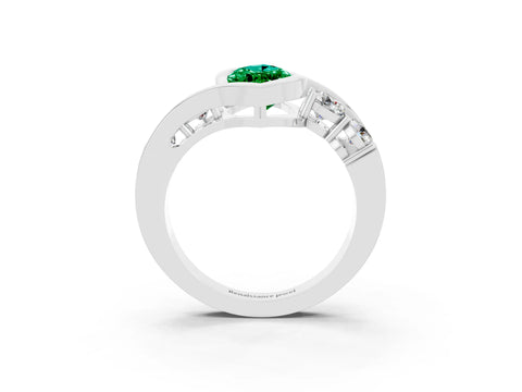White gold Bezel Set Marquise Cut Diamond Split Shank Ring_3