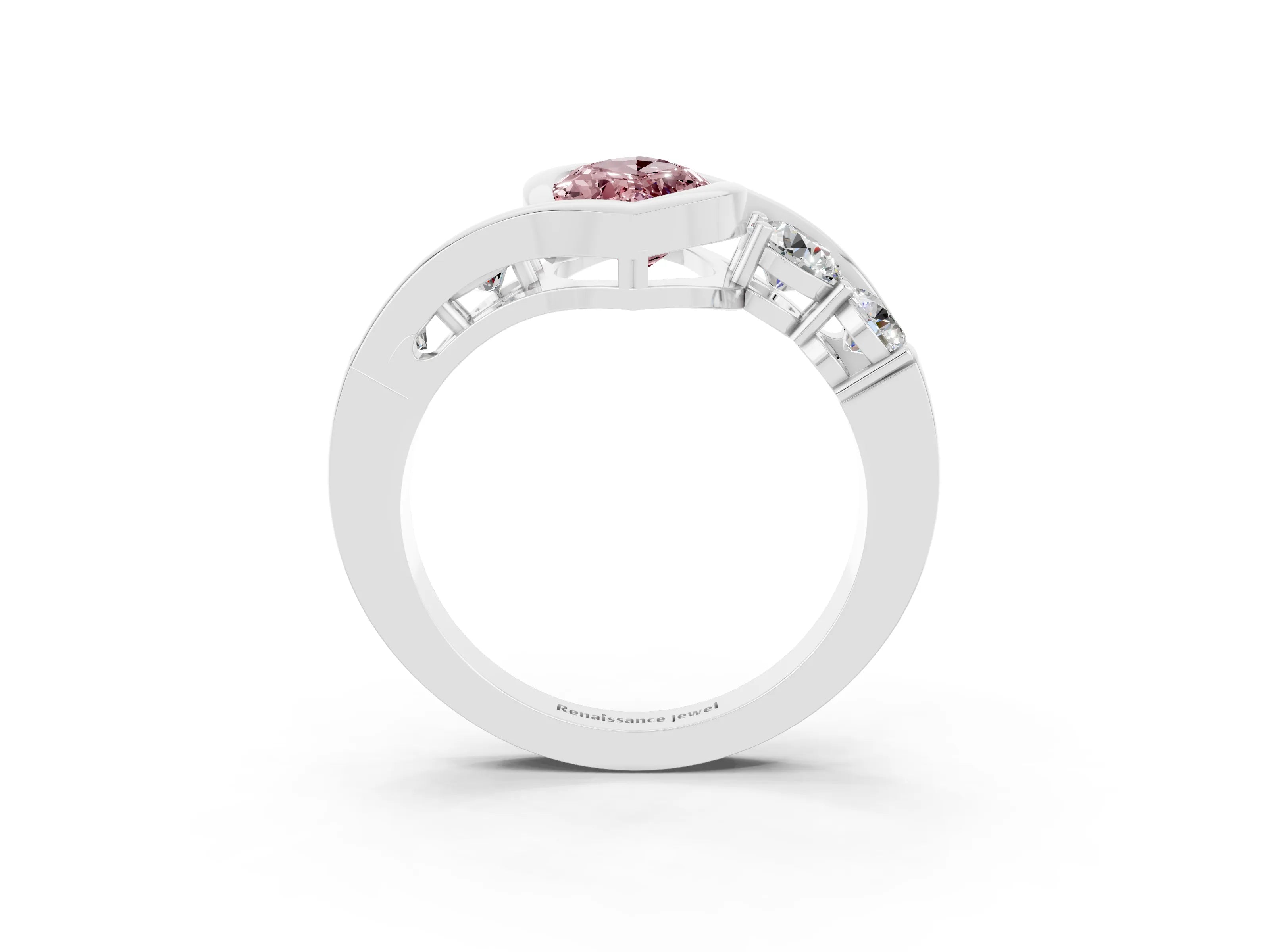 White gold Bezel Set Marquise Cut Diamond Split Shank Ring_3