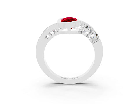 White gold Bezel Set Marquise Cut Diamond Split Shank Ring_3