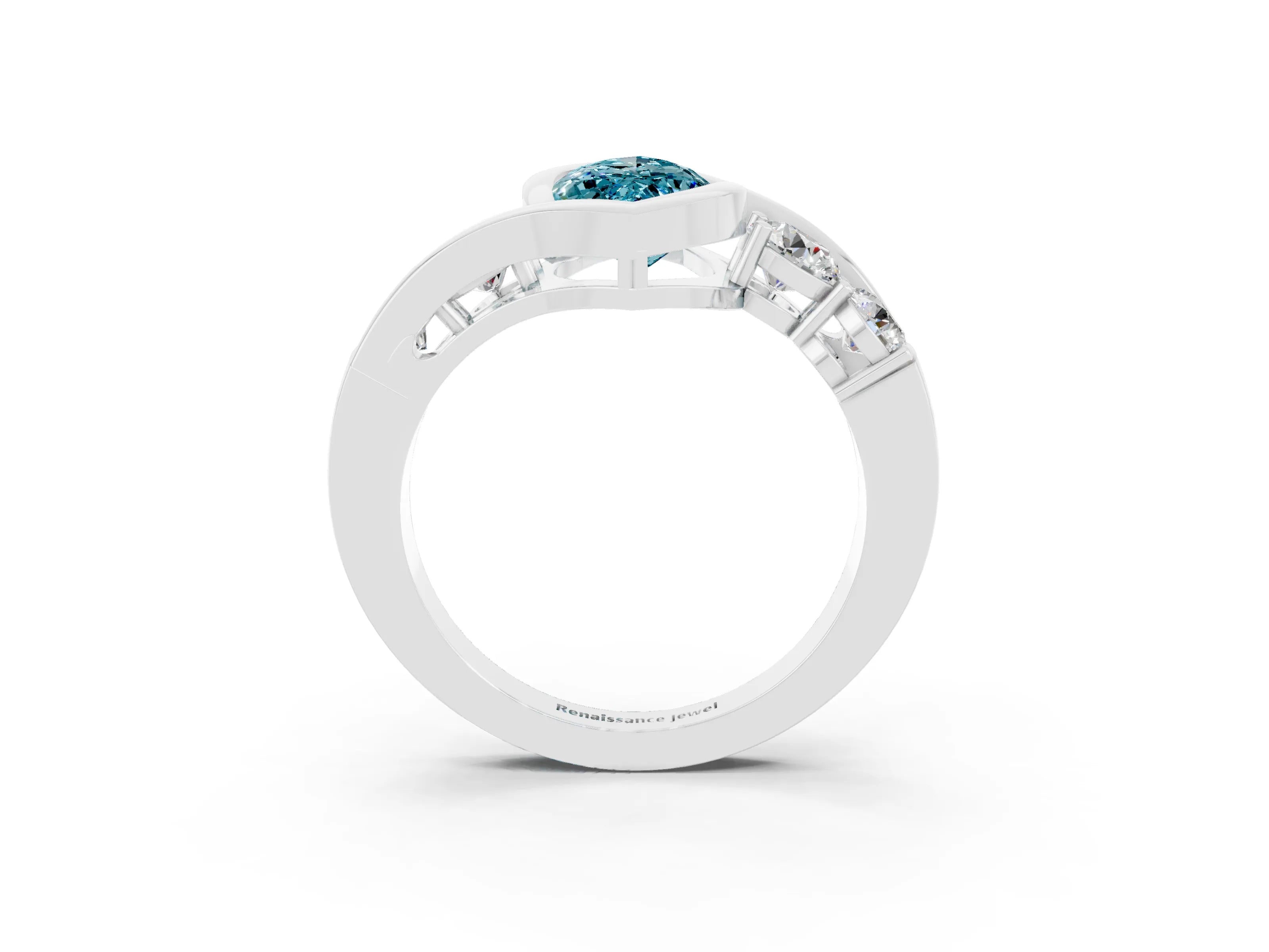 White gold Bezel Set Marquise Cut Diamond Split Shank Ring_3