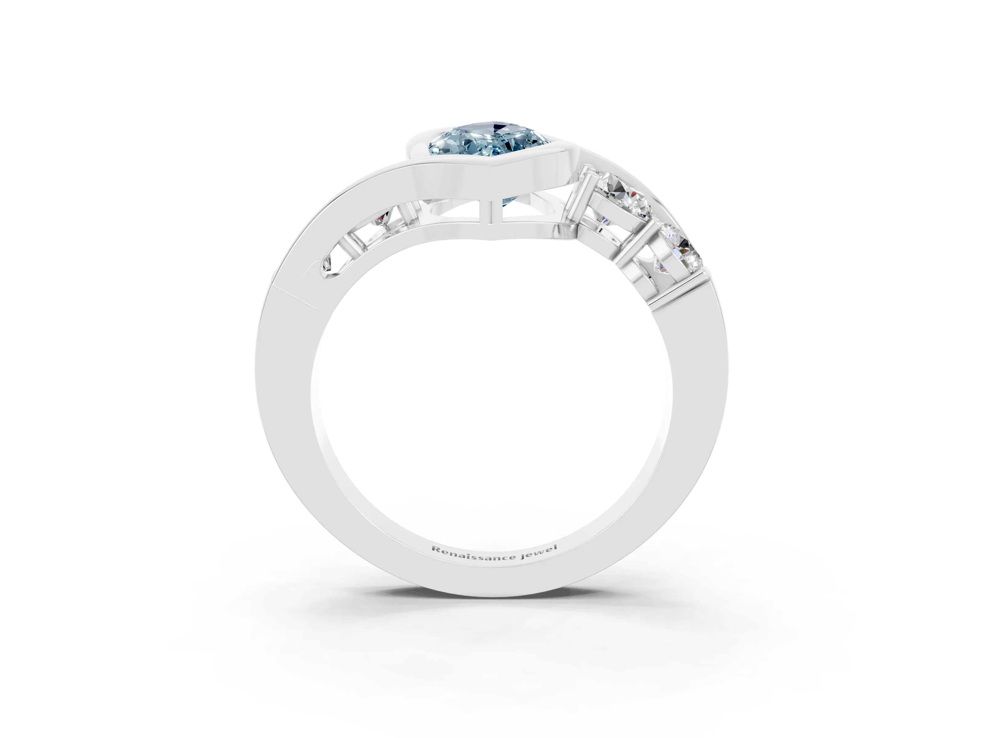 White gold Bezel Set Marquise Cut Diamond Split Shank Ring_3