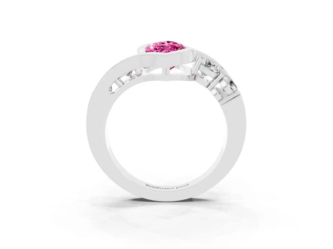 White gold Bezel Set Marquise Cut Diamond Split Shank Ring_3