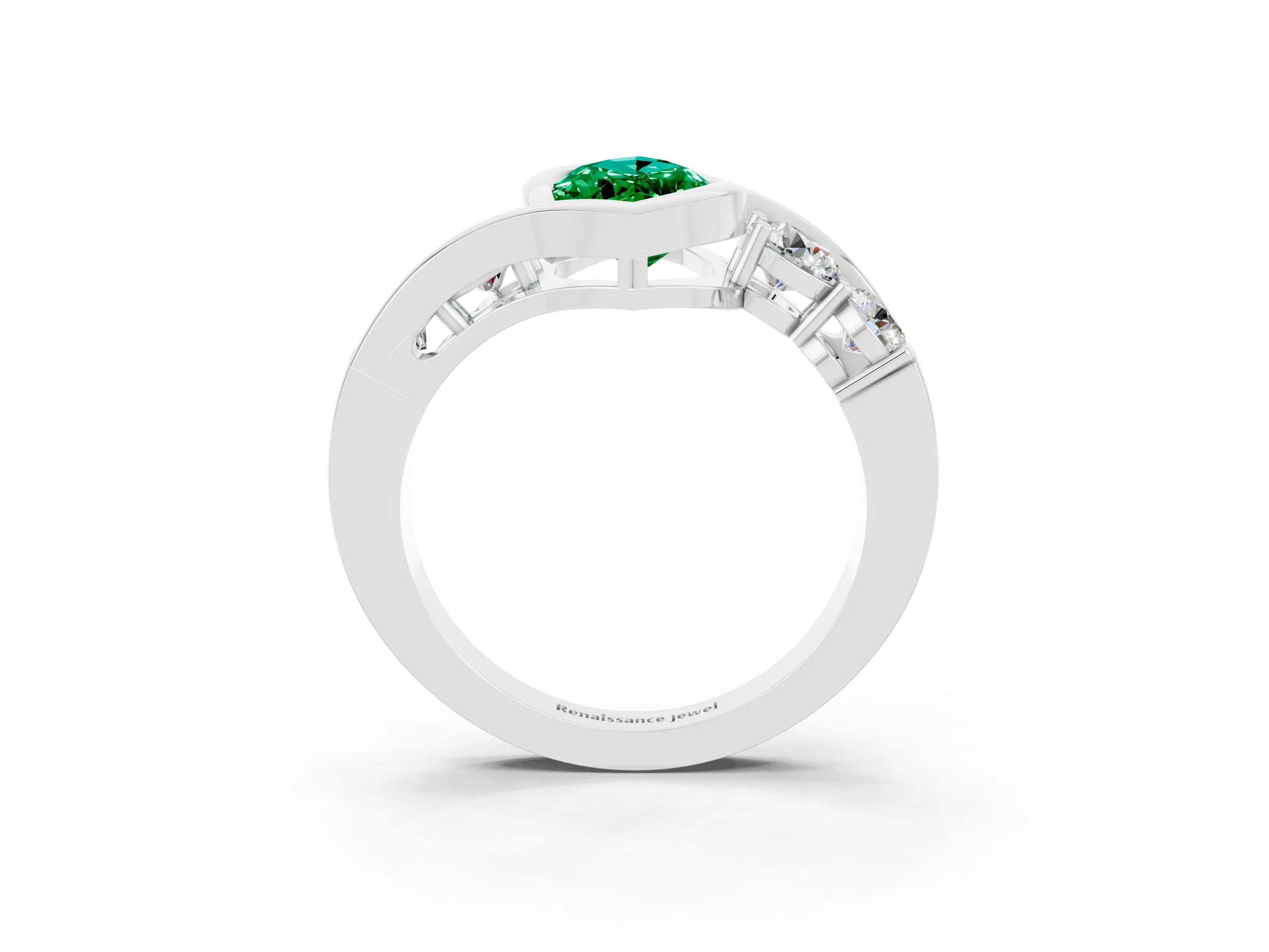 White gold Bezel Set Marquise Cut Diamond Split Shank Ring_3