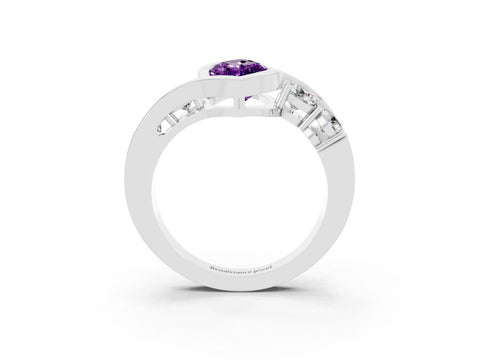 White gold Bezel Set Marquise Cut Diamond Split Shank Ring_3