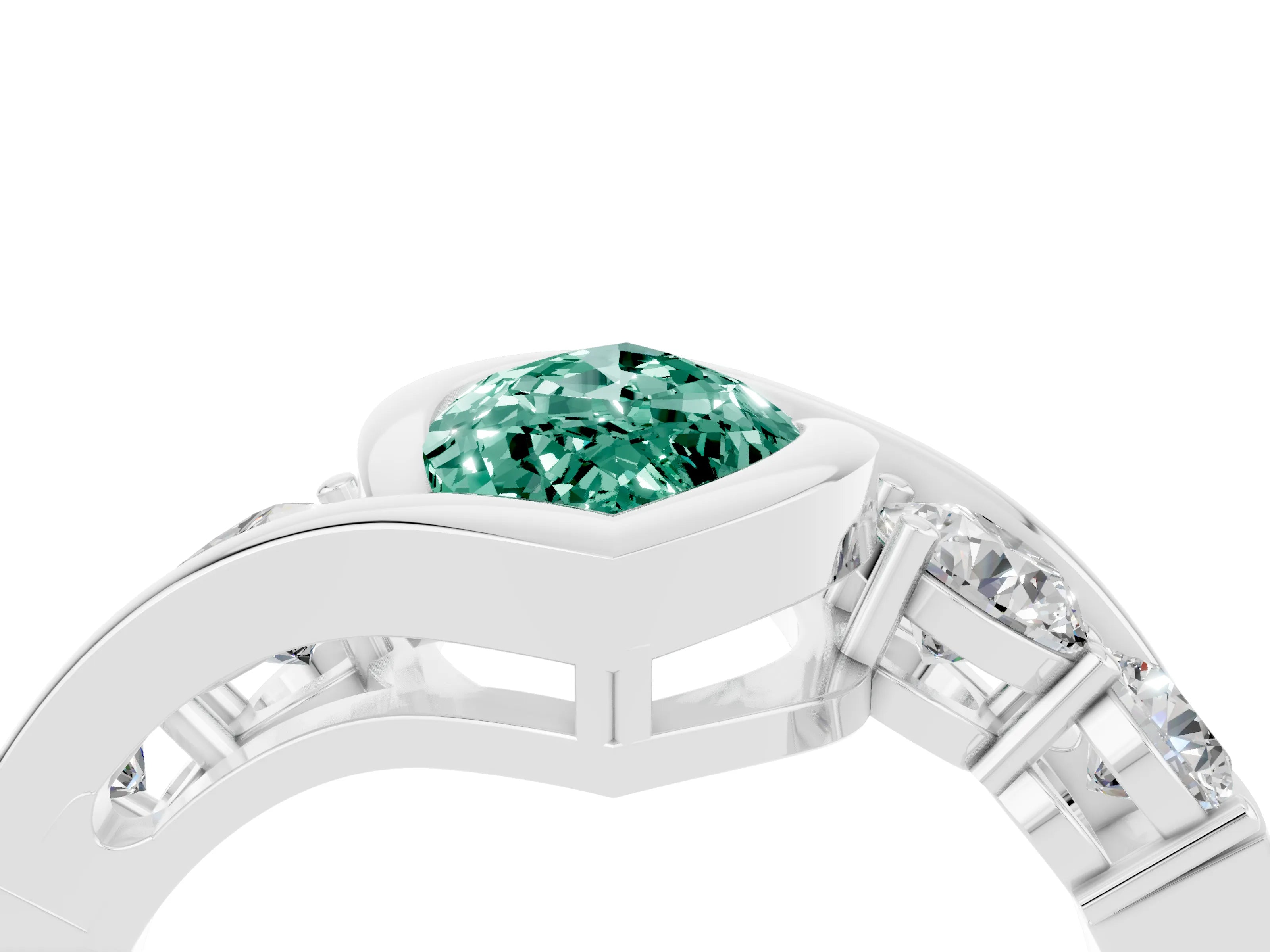 White gold Bezel Set Marquise Cut Diamond Split Shank Ring_4