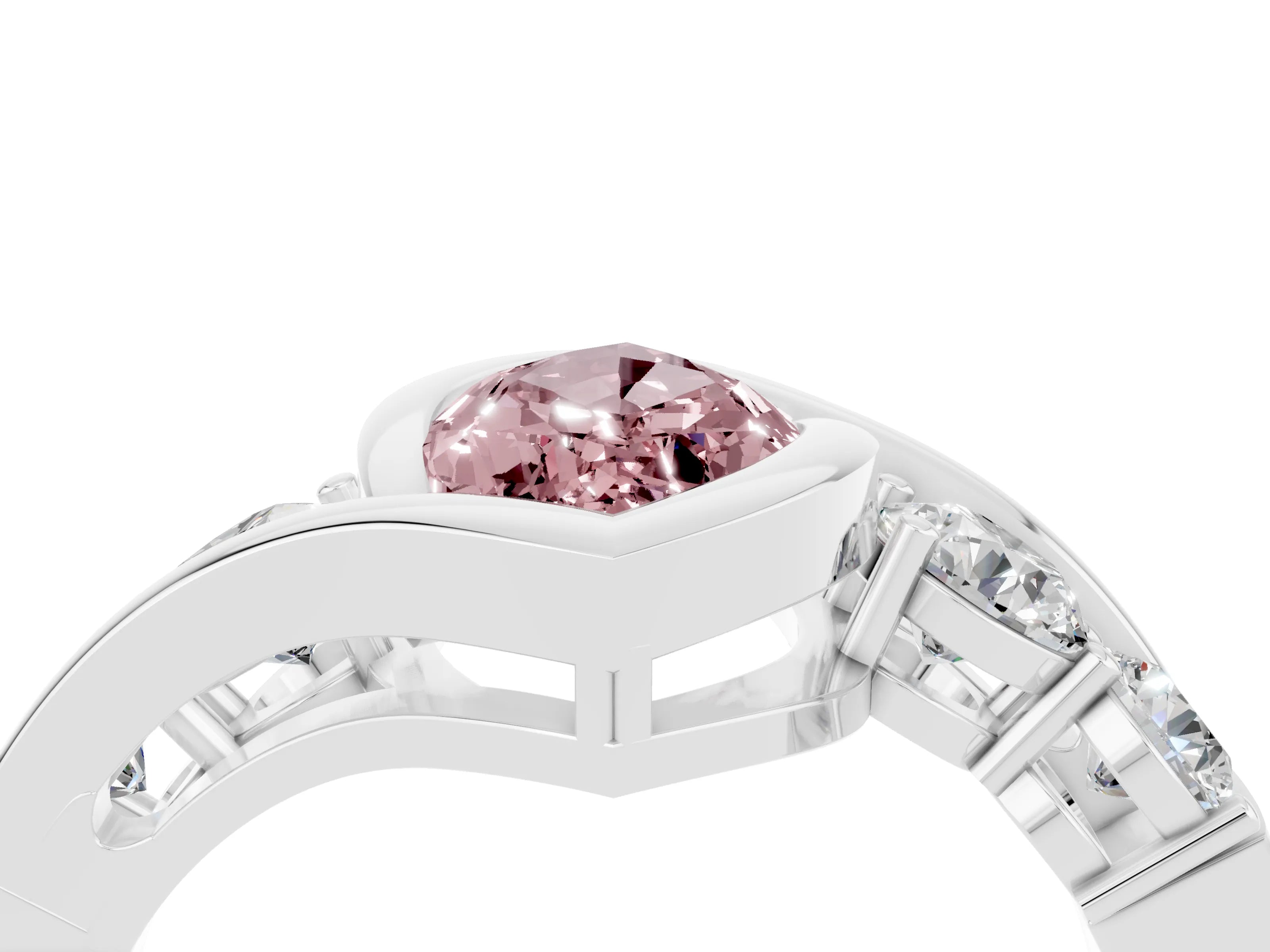 White gold Bezel Set Marquise Cut Diamond Split Shank Ring_4
