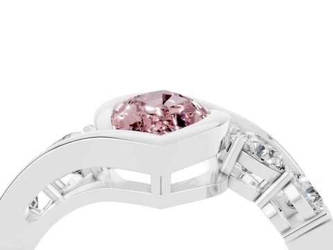 White gold Bezel Set Marquise Cut Diamond Split Shank Ring_4