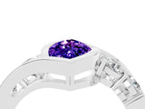 White gold Bezel Set Marquise Cut Diamond Split Shank Ring_4