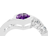 White gold Bezel Set Marquise Cut Diamond Split Shank Ring_4
