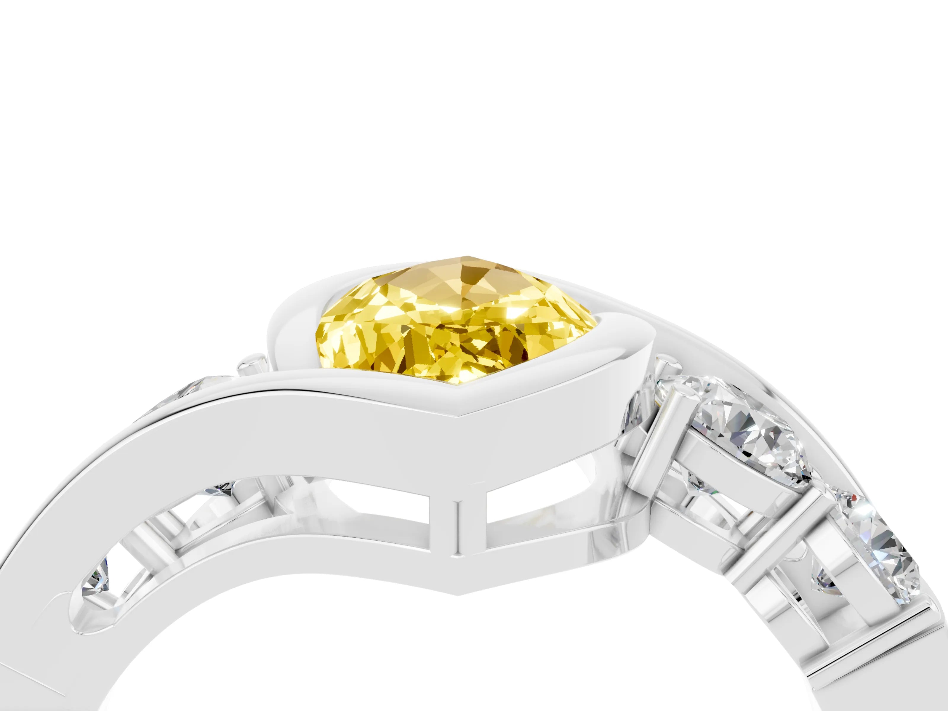 White gold Bezel Set Marquise Cut Diamond Split Shank Ring_4