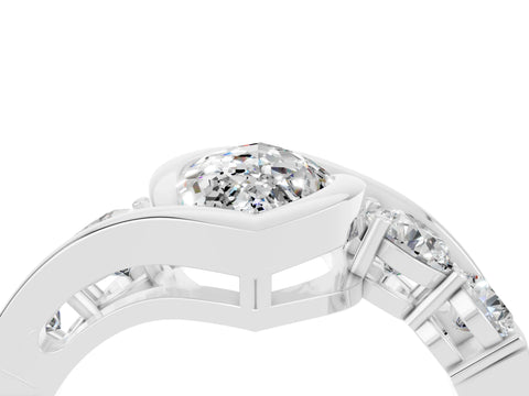 White gold Bezel Set Marquise Cut Diamond Split Shank Ring_4