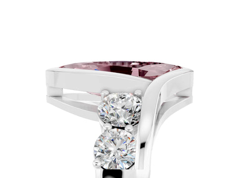 White gold Bezel Set Marquise Cut Diamond Split Shank Ring_5