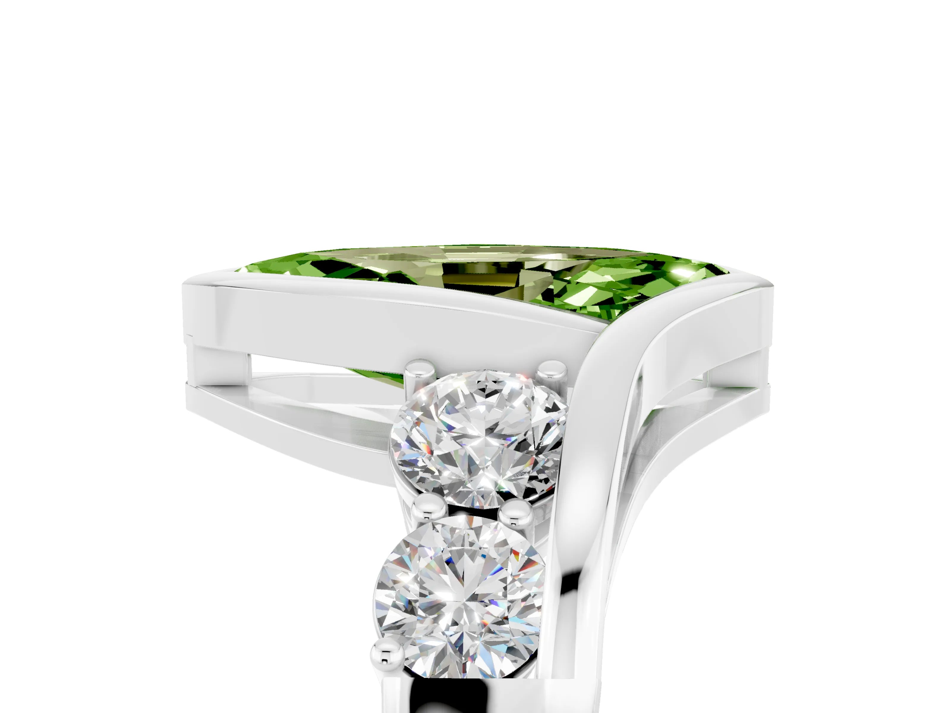 White gold Bezel Set Marquise Cut Diamond Split Shank Ring_5