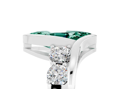 White gold Bezel Set Marquise Cut Diamond Split Shank Ring_5